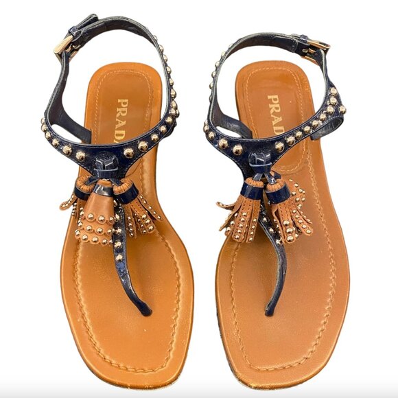 PRADA - Patent Leather Buckle Sandal - Picture 1 of 12